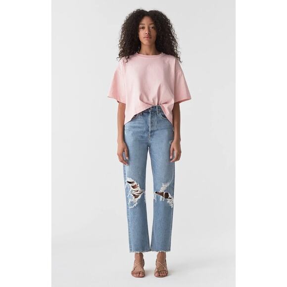 Agolde 90's Jeans in Fallout Distressed Light Wash Straight Leg Size 25 New NWT - Picture 2 of 12